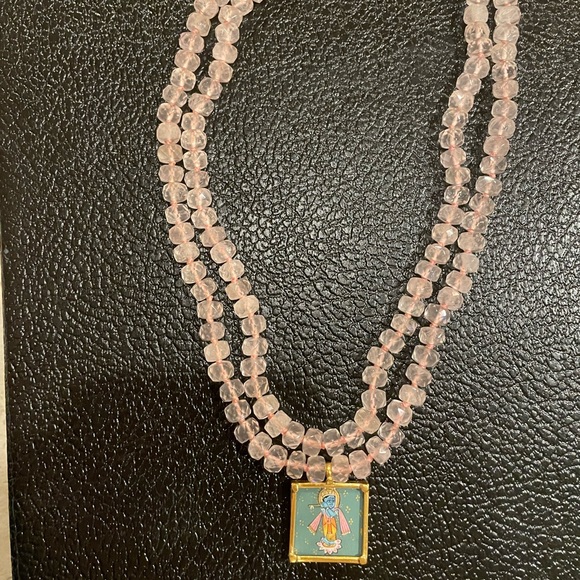 Rose quartz and hand painted Buddha